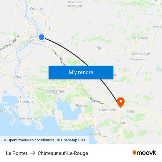 Le Pontet to Châteauneuf-Le-Rouge map