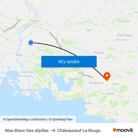 Mas-Blanc-Des-Alpilles to Châteauneuf-Le-Rouge map