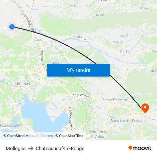Mollégès to Châteauneuf-Le-Rouge map