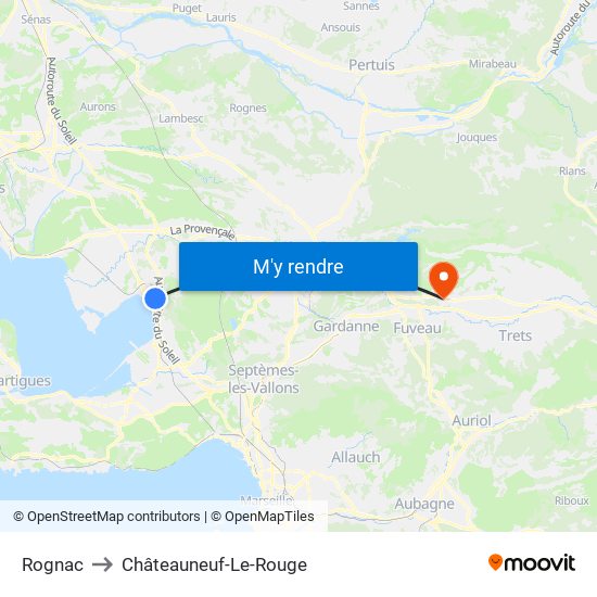 Rognac to Châteauneuf-Le-Rouge map