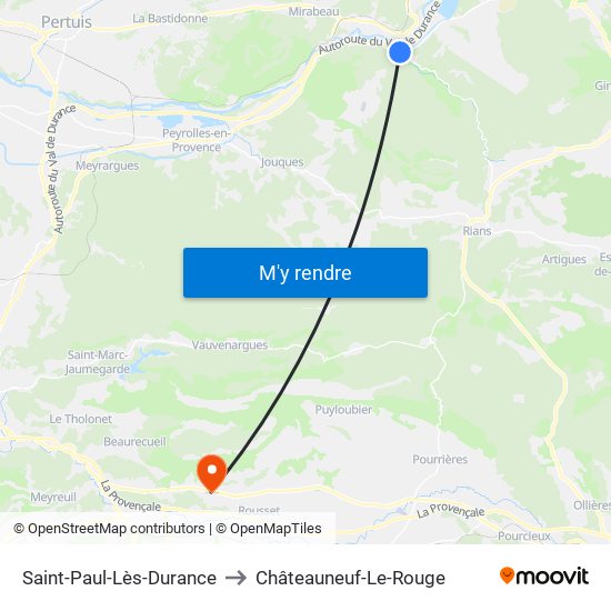 Saint-Paul-Lès-Durance to Châteauneuf-Le-Rouge map
