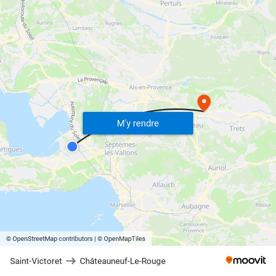 Saint-Victoret to Châteauneuf-Le-Rouge map