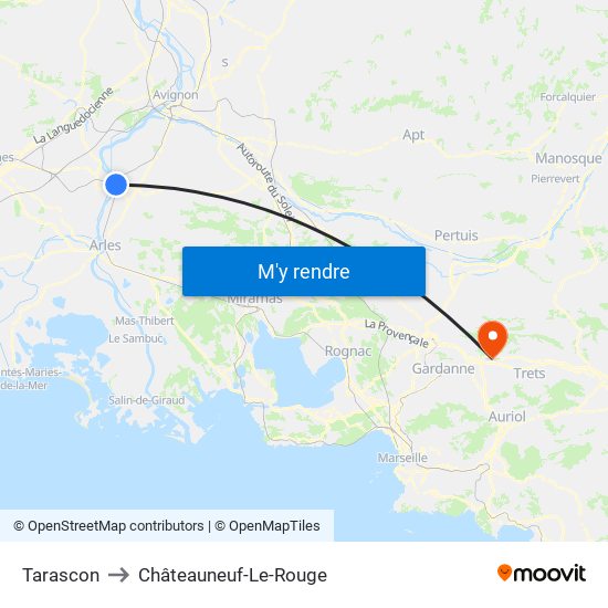 Tarascon to Châteauneuf-Le-Rouge map