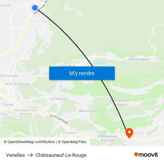 Venelles to Châteauneuf-Le-Rouge map