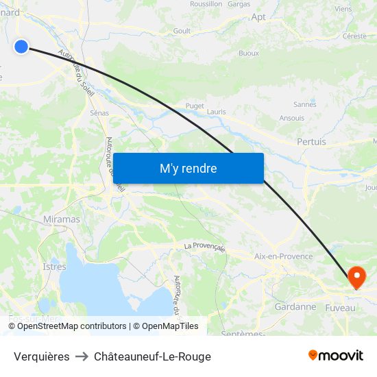 Verquières to Châteauneuf-Le-Rouge map
