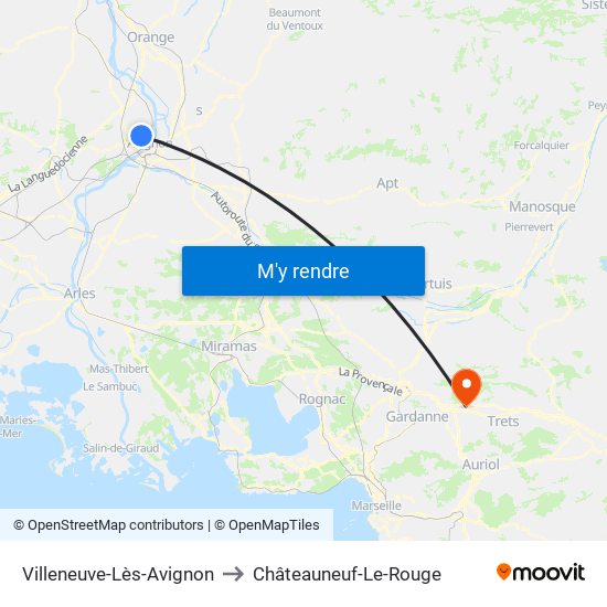 Villeneuve-Lès-Avignon to Châteauneuf-Le-Rouge map