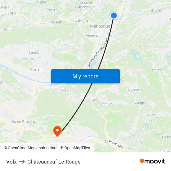 Volx to Châteauneuf-Le-Rouge map
