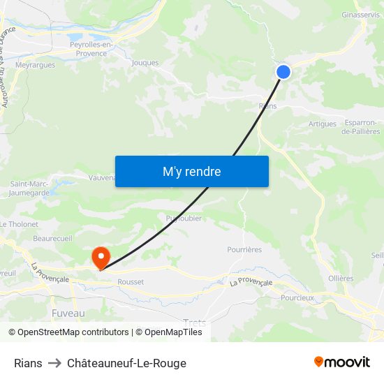 Rians to Châteauneuf-Le-Rouge map