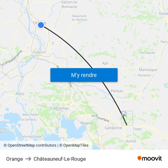 Orange to Châteauneuf-Le-Rouge map