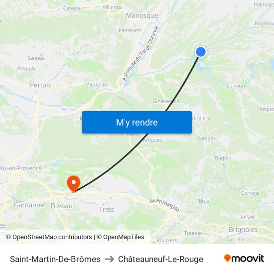 Saint-Martin-De-Brômes to Châteauneuf-Le-Rouge map