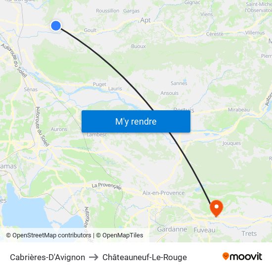 Cabrières-D'Avignon to Châteauneuf-Le-Rouge map