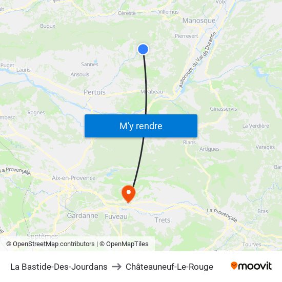 La Bastide-Des-Jourdans to Châteauneuf-Le-Rouge map