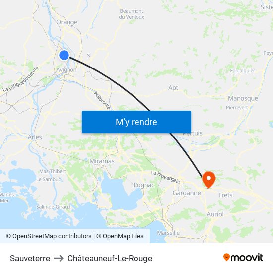 Sauveterre to Châteauneuf-Le-Rouge map