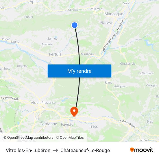 Vitrolles-En-Lubéron to Châteauneuf-Le-Rouge map