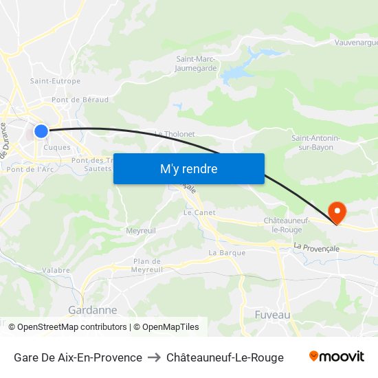 Gare De Aix-En-Provence to Châteauneuf-Le-Rouge map