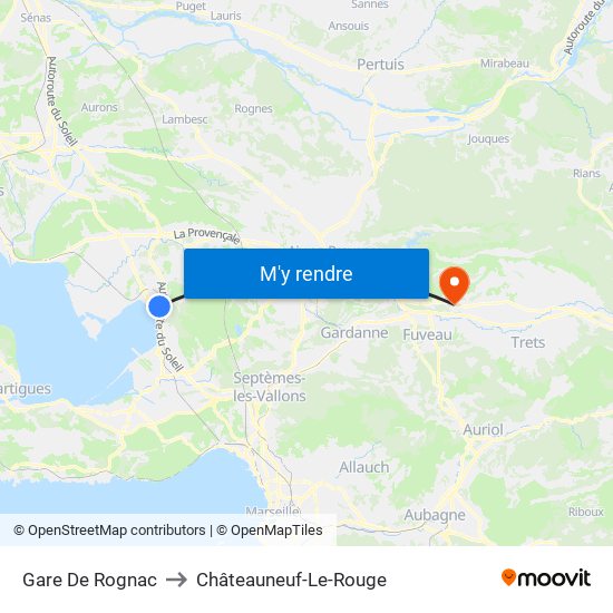 Gare De Rognac to Châteauneuf-Le-Rouge map