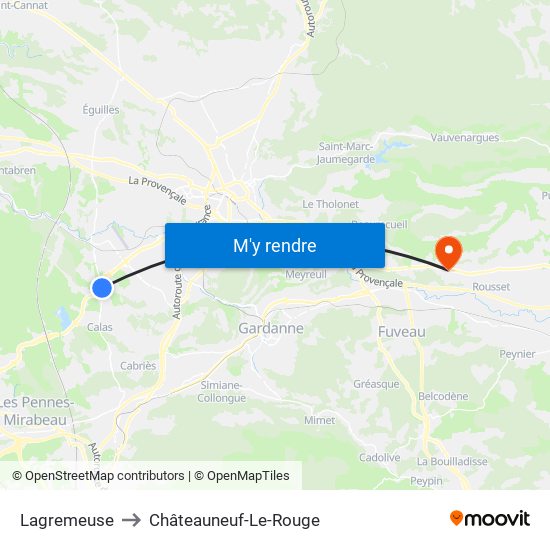 Lagremeuse to Châteauneuf-Le-Rouge map