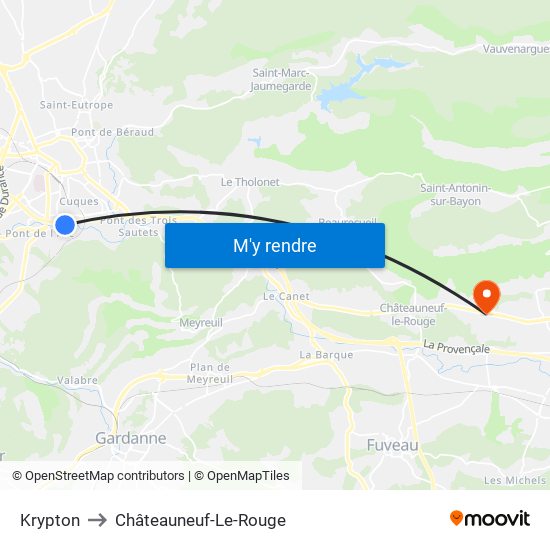 Krypton to Châteauneuf-Le-Rouge map