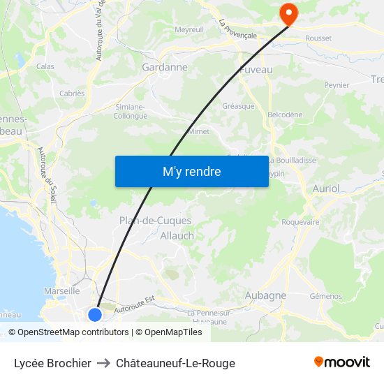 Lycée Brochier to Châteauneuf-Le-Rouge map