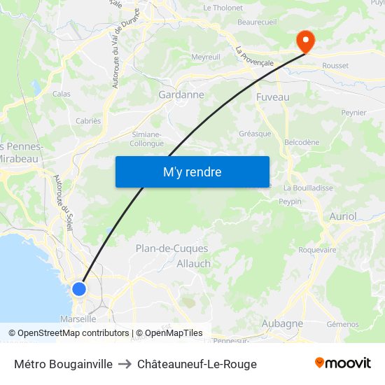 Métro Bougainville to Châteauneuf-Le-Rouge map