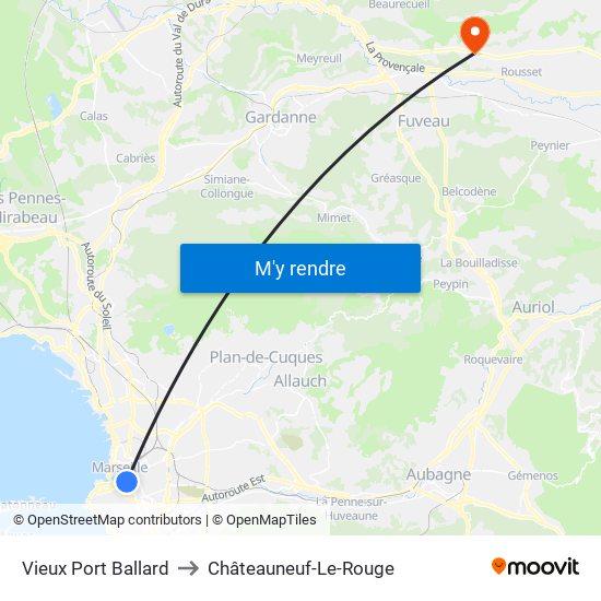 Vieux Port Ballard to Châteauneuf-Le-Rouge map