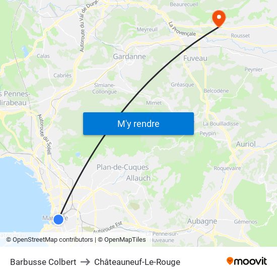 Barbusse Colbert to Châteauneuf-Le-Rouge map
