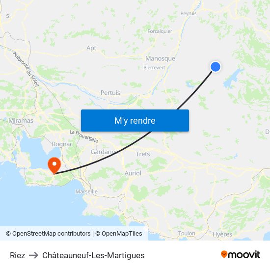 Riez to Châteauneuf-Les-Martigues map