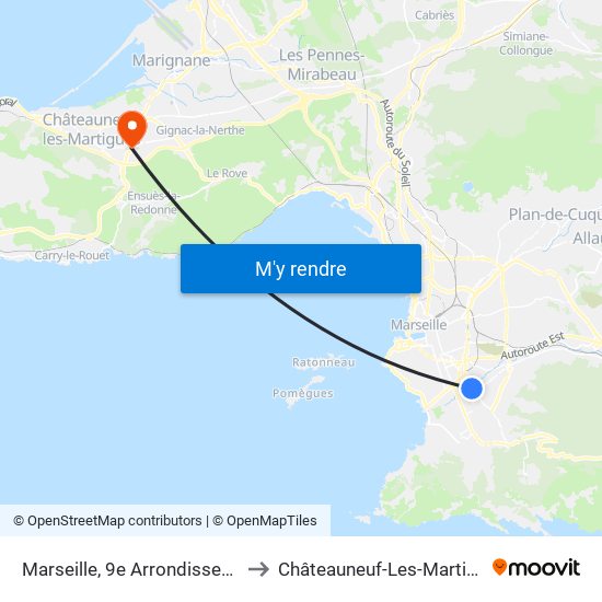 Marseille, 9e Arrondissement to Châteauneuf-Les-Martigues map