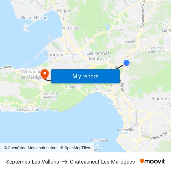 Septèmes-Les-Vallons to Châteauneuf-Les-Martigues map