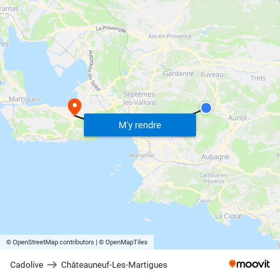 Cadolive to Châteauneuf-Les-Martigues map