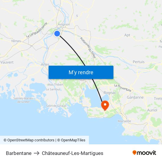 Barbentane to Châteauneuf-Les-Martigues map