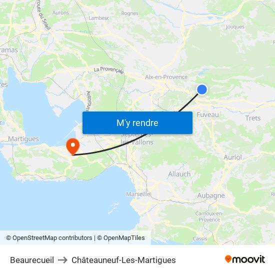 Beaurecueil to Châteauneuf-Les-Martigues map