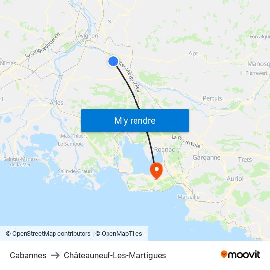 Cabannes to Châteauneuf-Les-Martigues map