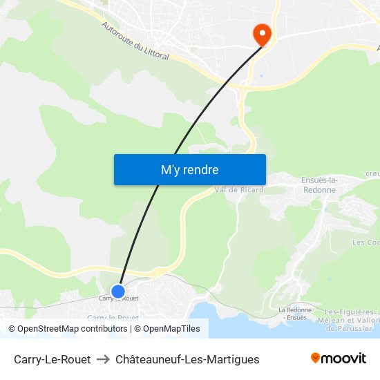 Carry-Le-Rouet to Châteauneuf-Les-Martigues map