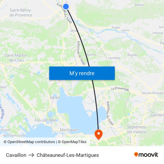 Cavaillon to Châteauneuf-Les-Martigues map