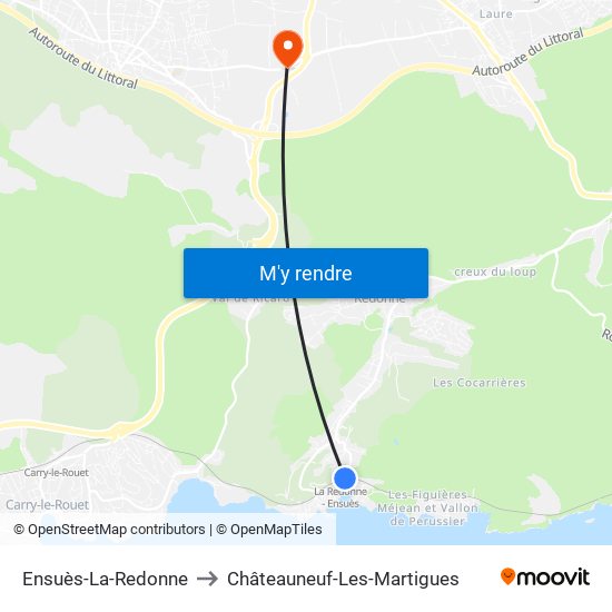 Ensuès-La-Redonne to Châteauneuf-Les-Martigues map