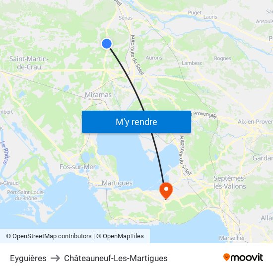 Eyguières to Châteauneuf-Les-Martigues map