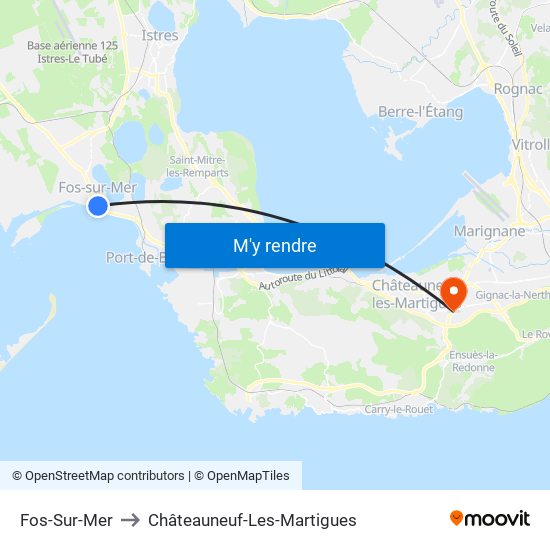 Fos-Sur-Mer to Châteauneuf-Les-Martigues map