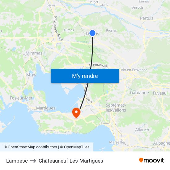 Lambesc to Châteauneuf-Les-Martigues map