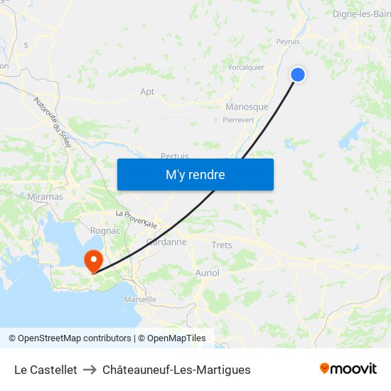 Le Castellet to Châteauneuf-Les-Martigues map