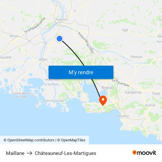 Maillane to Châteauneuf-Les-Martigues map