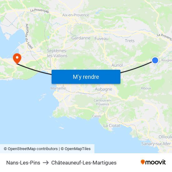 Nans-Les-Pins to Châteauneuf-Les-Martigues map