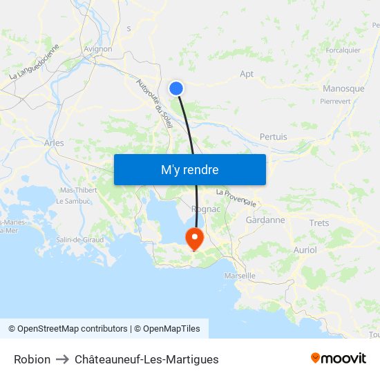 Robion to Châteauneuf-Les-Martigues map