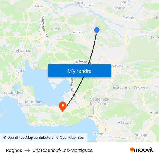 Rognes to Châteauneuf-Les-Martigues map