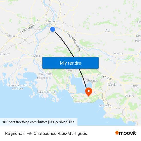 Rognonas to Châteauneuf-Les-Martigues map