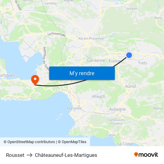 Rousset to Châteauneuf-Les-Martigues map