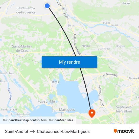 Saint-Andiol to Châteauneuf-Les-Martigues map