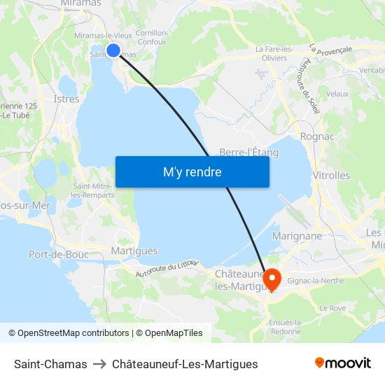 Saint-Chamas to Châteauneuf-Les-Martigues map