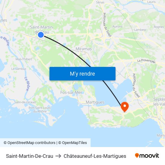 Saint-Martin-De-Crau to Châteauneuf-Les-Martigues map