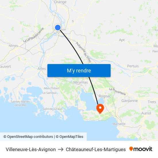 Villeneuve-Lès-Avignon to Châteauneuf-Les-Martigues map